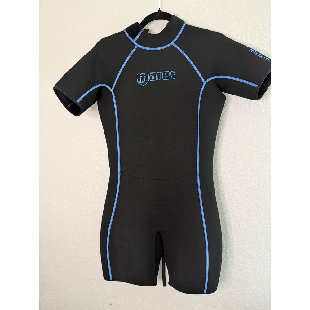 Mares M-Flex 2.5mm Shorty Wetsuit Black Blue Short Sleeve Springsuit Size 10